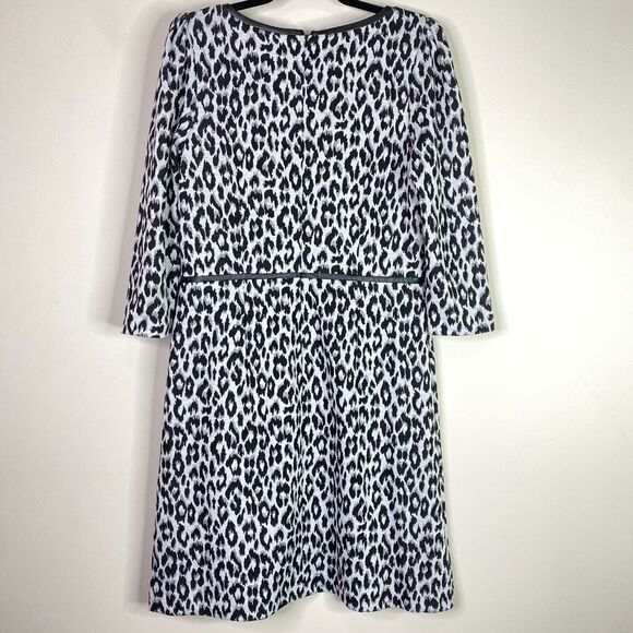 Talbots Refined Ponte Vegan Leather Trim Leopard Print Dress Women's Size 10 - Picture 8 of 9
